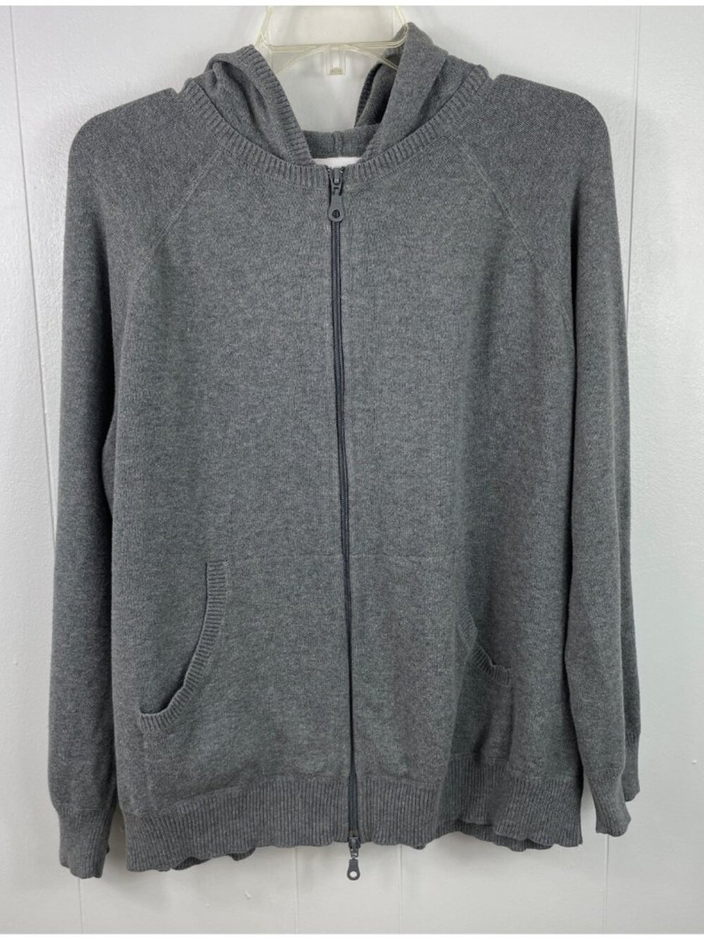 Jones New York Sport Gray Hooded Full Zip Cardigan Sweater Womens Size 1X